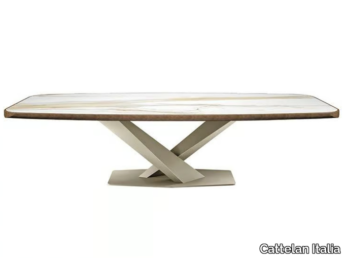 STRATOS KERAMIK PREMIUM - Ceramic and steel barrel table _ Cattelan Italia