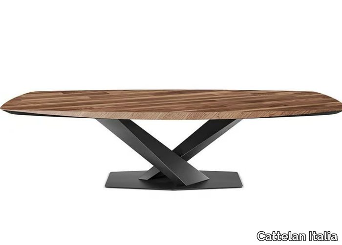 STRATOS WOOD - Steel and wood table _ Cattelan Italia