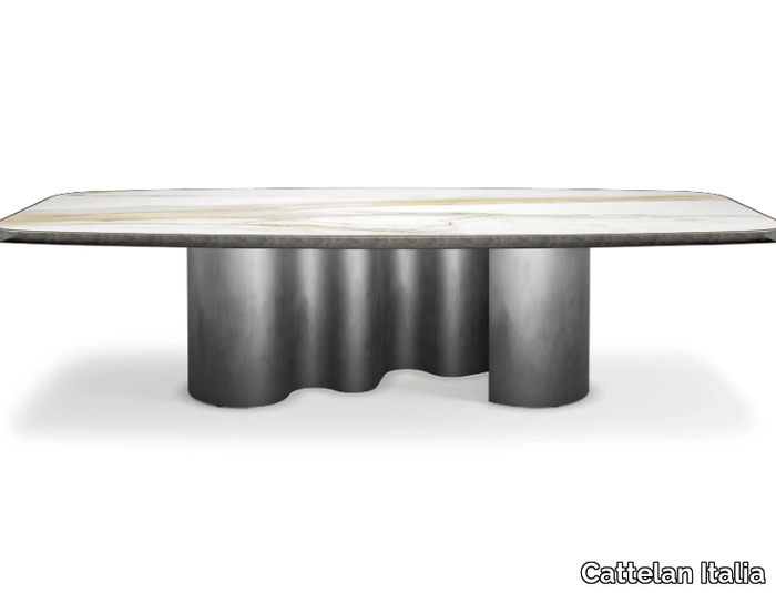 PAPEL KERAMIK PREMIUM - Ceramic and steel barrel table _ Cattelan Italia