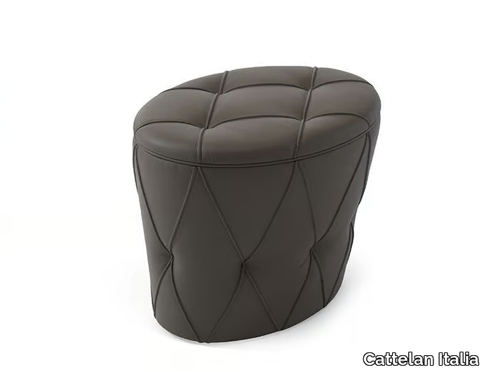 PINKO - Oval tufted leather pouf _ Cattelan Italia