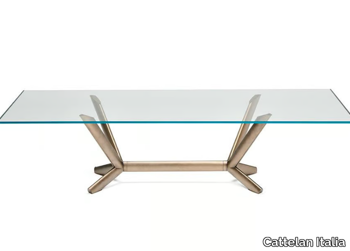 PLANER - Rectangular crystal and steel table _ Cattelan Italia