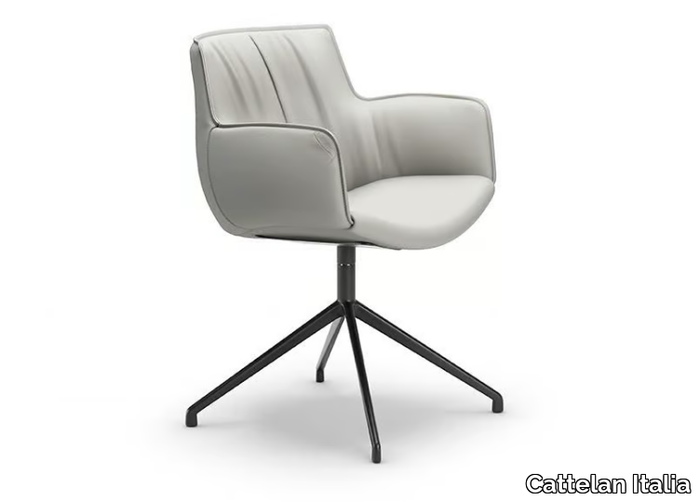 RHONDA TURN - Upholstered swivel leather chair _ Cattelan Italia