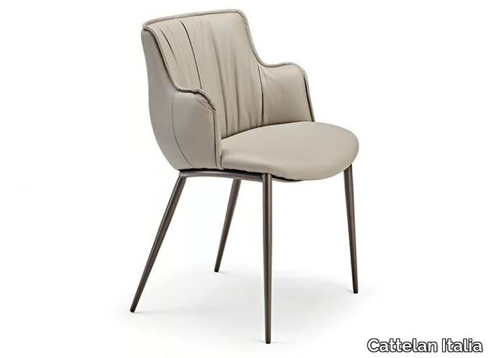 RIHANNA ML - Upholstered leather chair with armrests _ Cattelan Italia