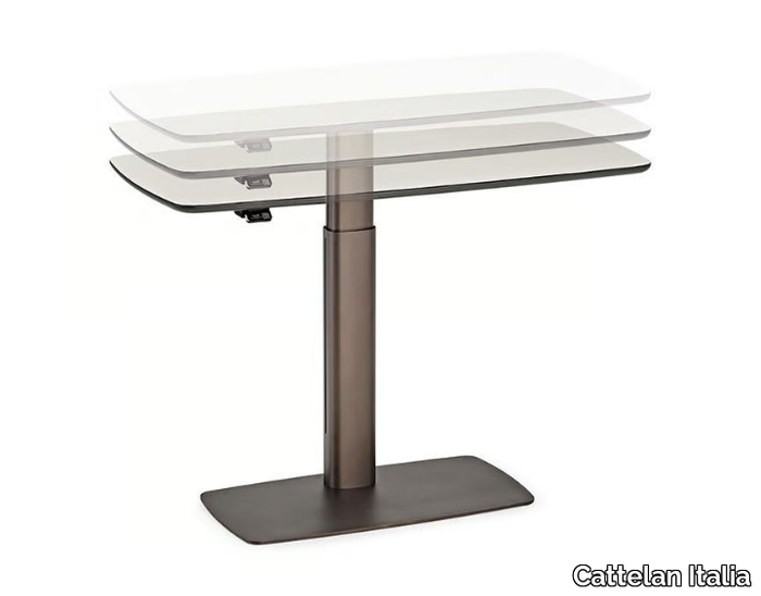 RUNNER LEATHER - Rectangular height-adjustable tanned leather writing desk _ Cattelan Italia