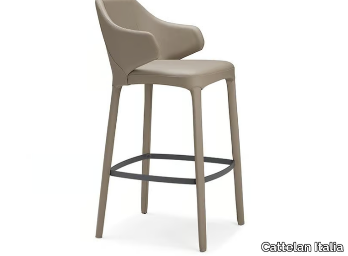 WANDA - Upholstered high leather stool _ Cattelan Italia