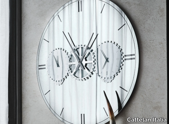 TIMES - Wall-mounted mirrored glass clock _ Cattelan Italia