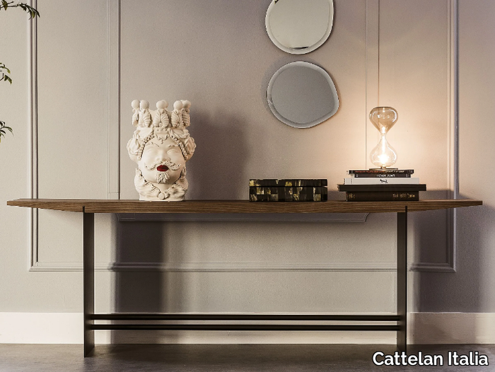 TREVI - Rectangular steel and wood console table _ Cattelan Italia