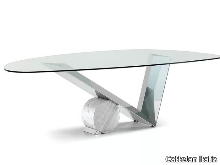 VALENTINOX - Oval crystal and stainless steel table _ Cattelan Italia