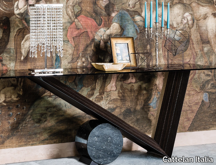 VALENTINO - Rectangular wood and glass console table _ Cattelan Italia