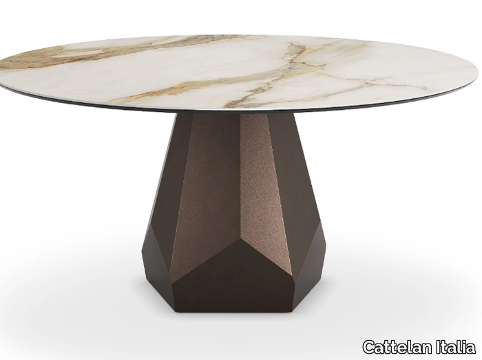 ZERMATT KERAMIK - Round steel table and ceramic top _ Cattelan Italia