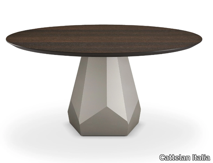 ZERMATT WOOD - Round steel and wood table _ Cattelan Italia