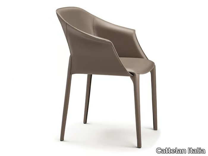 ZULEIKA - Leather chair with armrests _ Cattelan Italia