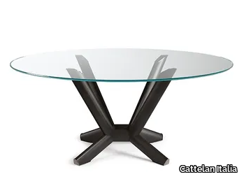 PLANER ROUND - Round crystal and steel table _ Cattelan Italia