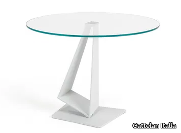 ROGER - Round crystal and steel table _ Cattelan Italia