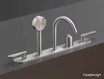 LUTEZIA 95 - Rim mounted thermostatic mixer set with spout and handshower _ Ceadesign