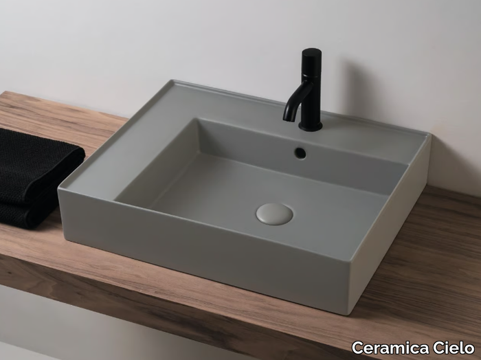 ENJOY - Countertop rectangular single ceramic washbasin _ Ceramica Cielo