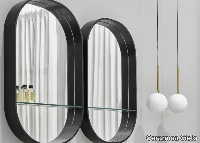 EOS-C - Oval framed wall-mounted mirror _ Ceramica Cielo