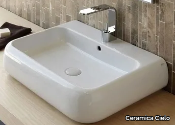 SHUI - Wall-mounted rectangular ceramic washbasin _ Ceramica Cielo