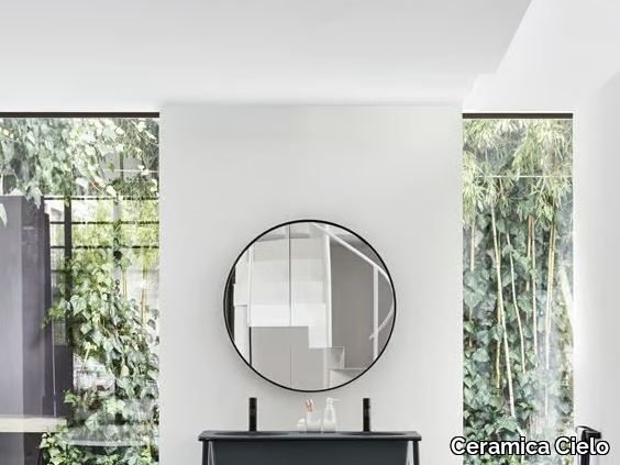 I CATINI - Round wall-mounted bathroom mirror _ Ceramica Cielo