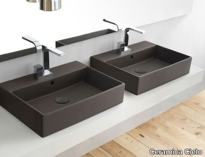 SMILE - Countertop wall-mounted ceramic washbasin _ Ceramica Cielo