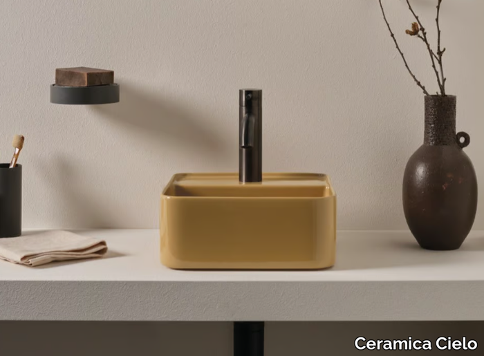 LES PETITES - Countertop square ceramic washbasin _ Ceramica Cielo