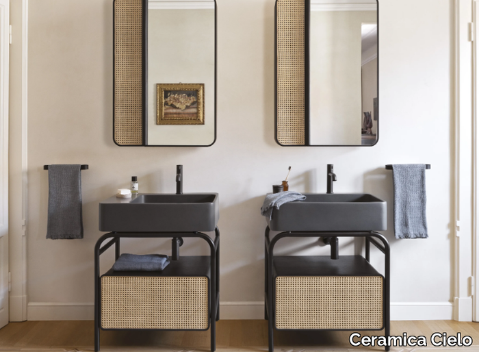 MARCEL - Floor-standing ceramic and ash vanity unit _ Ceramica Cielo