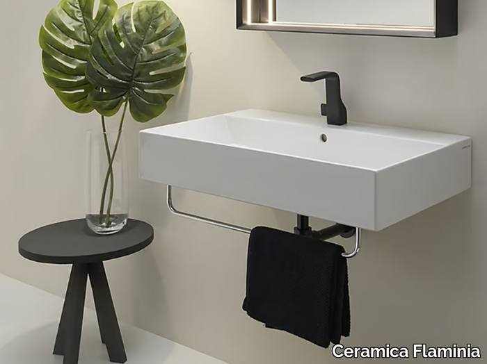 APPLIGHT 80 - Wall-mounted rectangular ceramic washbasin _ Ceramica Flaminia