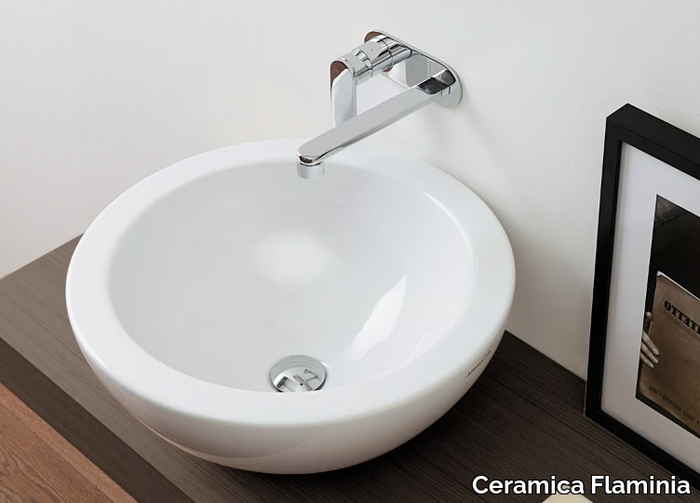 FONTE - Countertop round ceramic washbasin _ Ceramica Flaminia