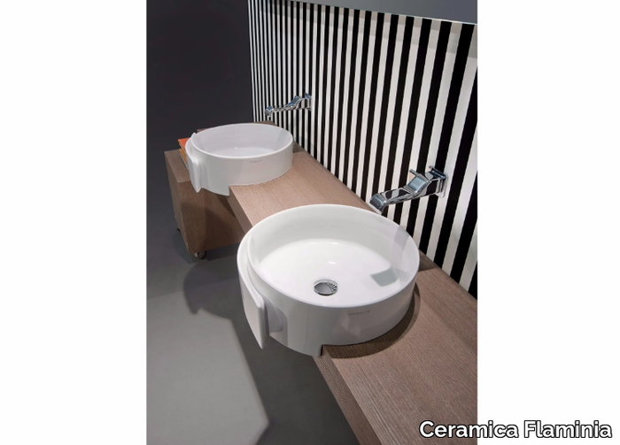 ROLL 44 - Semi-inset single round ceramic washbasin _ Ceramica Flaminia