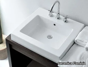 ACQUAGRANDE 60 - Inset square ceramic washbasin with overflow _ Ceramica Flaminia