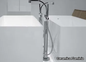 ONE - Floor standing single handle bathtub mixer with hand shower _ Ceramica Flaminia