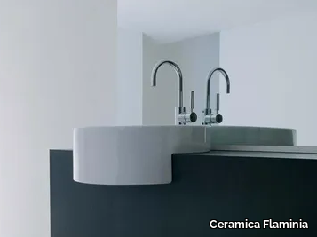 TWIN SET 52 - Semi-inset single round ceramic washbasin _ Ceramica Flaminia