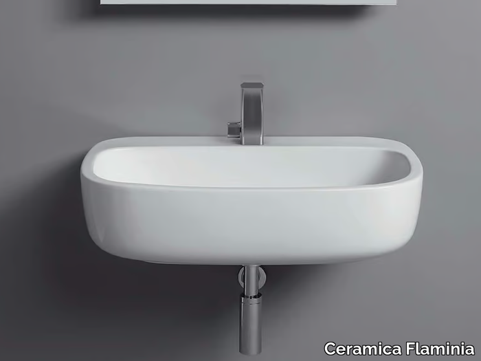 MONO' - Wall-mounted single ceramic washbasin _ Ceramica Flaminia