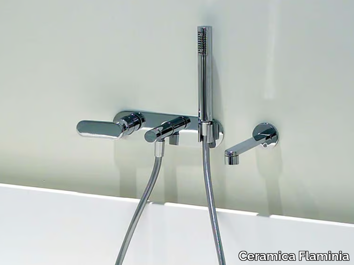 ONE - Wall-mounted single handle bathtub mixer with hand shower _ Ceramica Flaminia