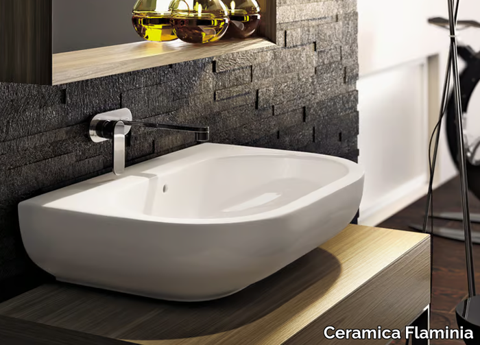 PASS 72 - Countertop wall-mounted ceramic washbasin with overflow _ Ceramica Flaminia