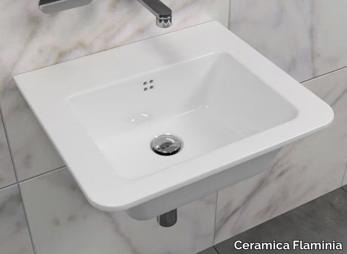 VOLO 52 - Wall-mounted single rectangular ceramic washbasin _ Ceramica Flaminia