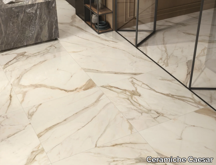 ANIMA FUTURA GOLDEN WHITE - Porcelain stoneware wall/floor tiles with marble effect _ Ceramiche Caesar