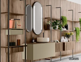 NEROLAB - Single wooden vanity unit with drawers _ Cerasa