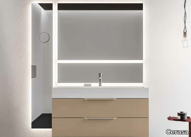 NEROLAB - Wall-mounted vanity unit with mirror _ Cerasa