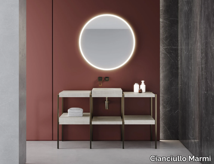 ROMA - Single travertine console sink _ Cianciullo Marmi