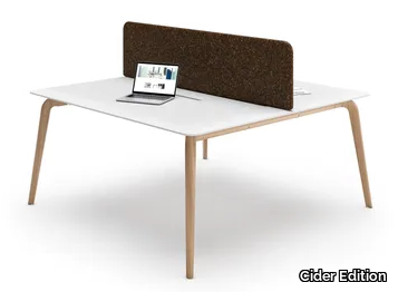 WOODLEG - Square wooden office desk with desk screens _ Cider Edition