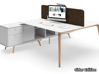 WOODLEG - Wooden office desk with shelves _ Cider Edition