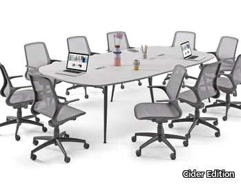 SKINNY - Oval meeting table with cable management _ Cider Edition