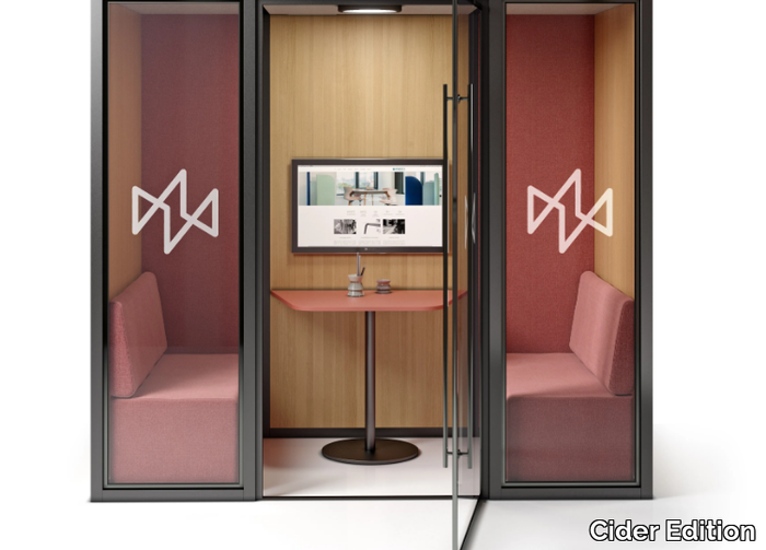 FLEXCAB - Acoustic office booth with built-in lights for coffee break _ Cider Edition