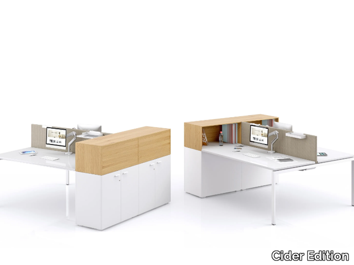 PUZZLE - Multiple wooden office desk with shelves _ Cider Edition