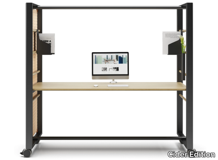 C-BASE - Height-adjustable sectional office desk with casters _ Cider Edition