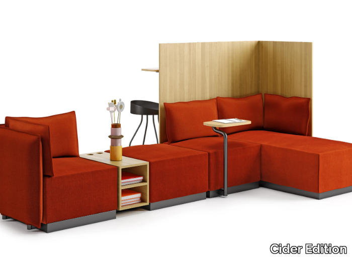 LAYOUT - Sectional fabric sofa with integrated magazine rack _ Cider Edition