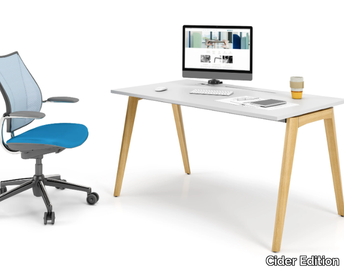 ACCADEMIA - Wooden workstation desk with cable management _ Cider Edition