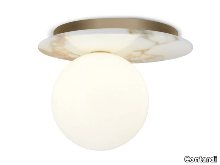 EMMA - LED marble and opal glass ceiling lamp _ Contardi