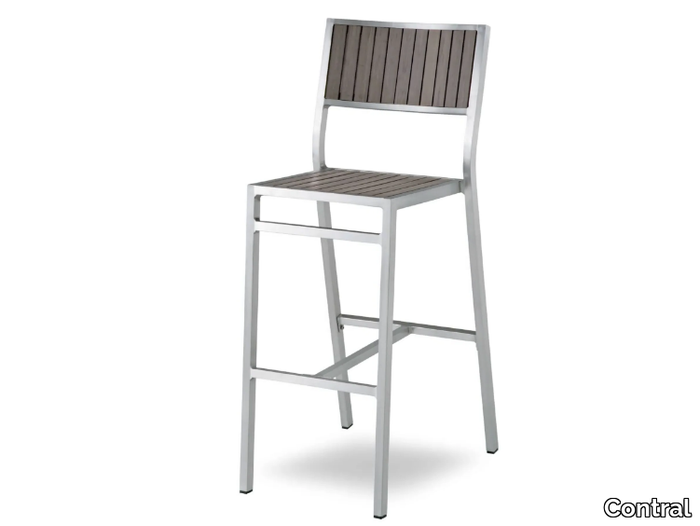 BAVARIA - High Anodized aluminium stool with back _ Contral